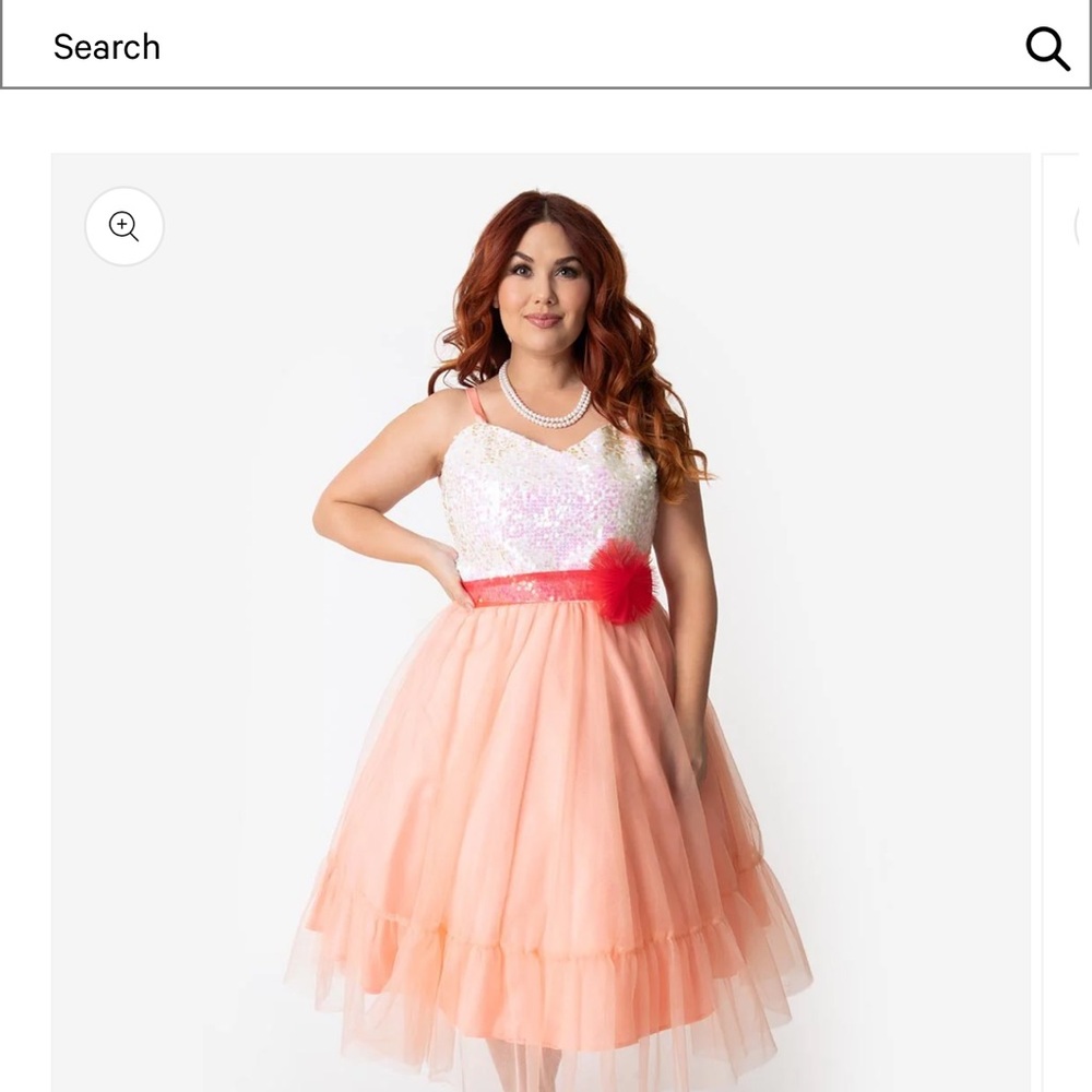Unique Vintage Peaches and Cream Barbie-Inspired Dress with Sequin Bodice, NWT.